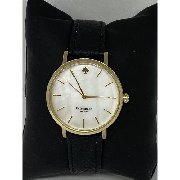 Kate Spade New York 0073 Women Black Leather White Analog Dial Wrist Watch XX604 - Picture 1 of 12